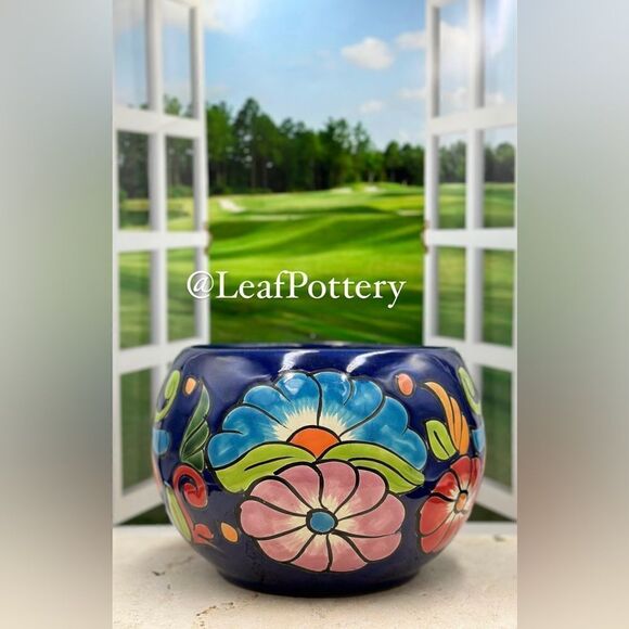 Luna Talavera Handmade Multi Colored Ceramic Planter Pot - Picture 1 of 11